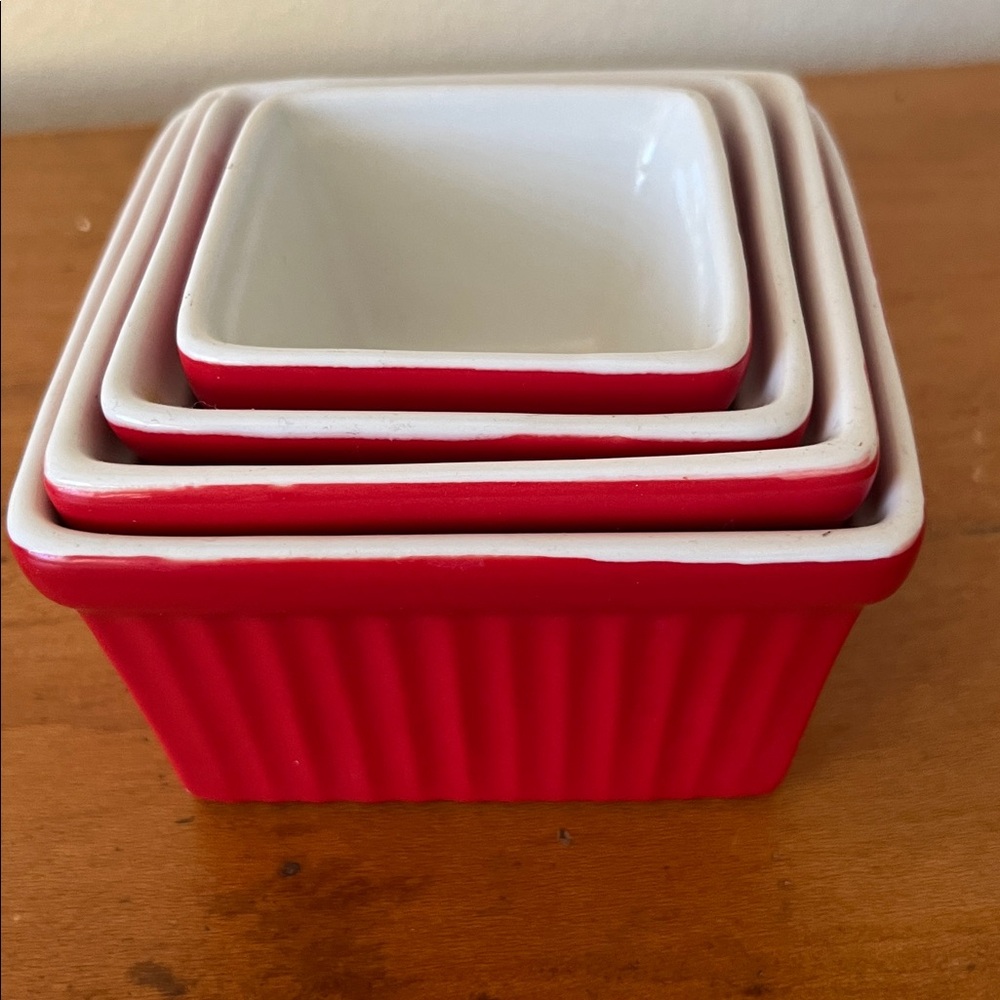 Bia Red Square Ceramic Baking Nesting Dishes Set